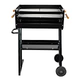 Barbacoa portátil de carbón, barbacoa de exterior, con 2 ruedas, regulable en altura para 5-8 personas, 90,5 x 73 x 46cm